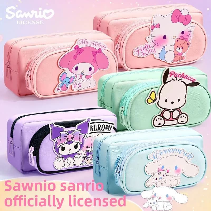Cute cartoon characters My Melody Kuromi Cinnamoroll genuine student pencil case Kawaii creative design pencil case holiday gift