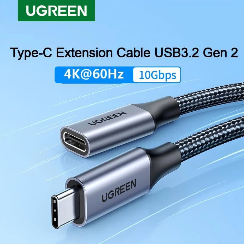 Cavo di prolunga USB C UGREEN da Tipo C a Tipo C, femmina, PD100W, ricarica rapida, trasmissione dati USB3.2 Gen2 10Gbps, per notebook, 4K