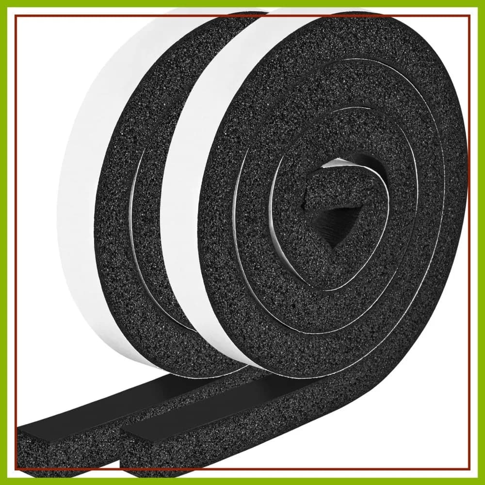 Strisce di Schiuma in Neoprene con Adesivo, 2,5x2,5x2m, 2 Rotoli, Guarnizioni Isolanti per Porte e Finestre