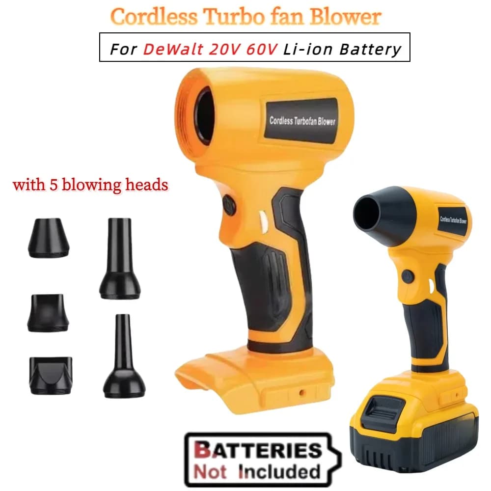 Ventilatore turbo senza fili agli ioni di litio da 200 W per asciugacapelli DeWalt 20 V/60 V con batteria agli ioni di litio per la rimozione della polvere e della neve (NO batteria)