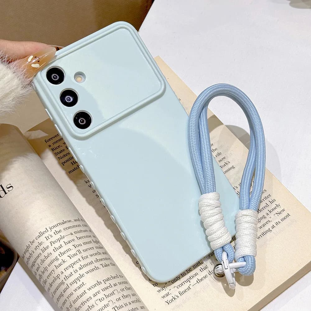 Candy Color Love Heart Case with Wrist Strap for iPhone 17 Pro Max 16 15 Plus 14 Pro 13 12 Pro 11 Soft Shockproof Protective