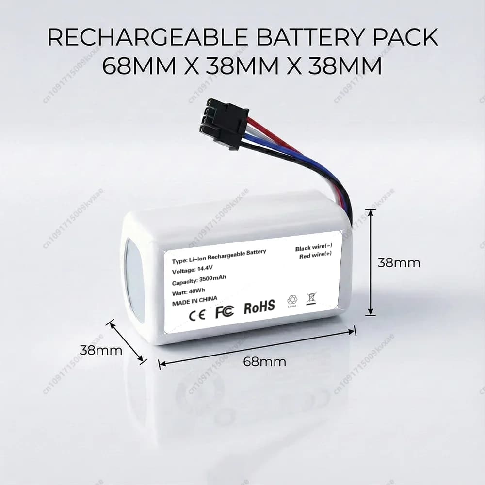 Replacement Battery for Xiaomi Robot Vacuum S20 - 14.4V 3500mAh Li-ion 4-Cell Pack Fast Charging Durable Spare Parts