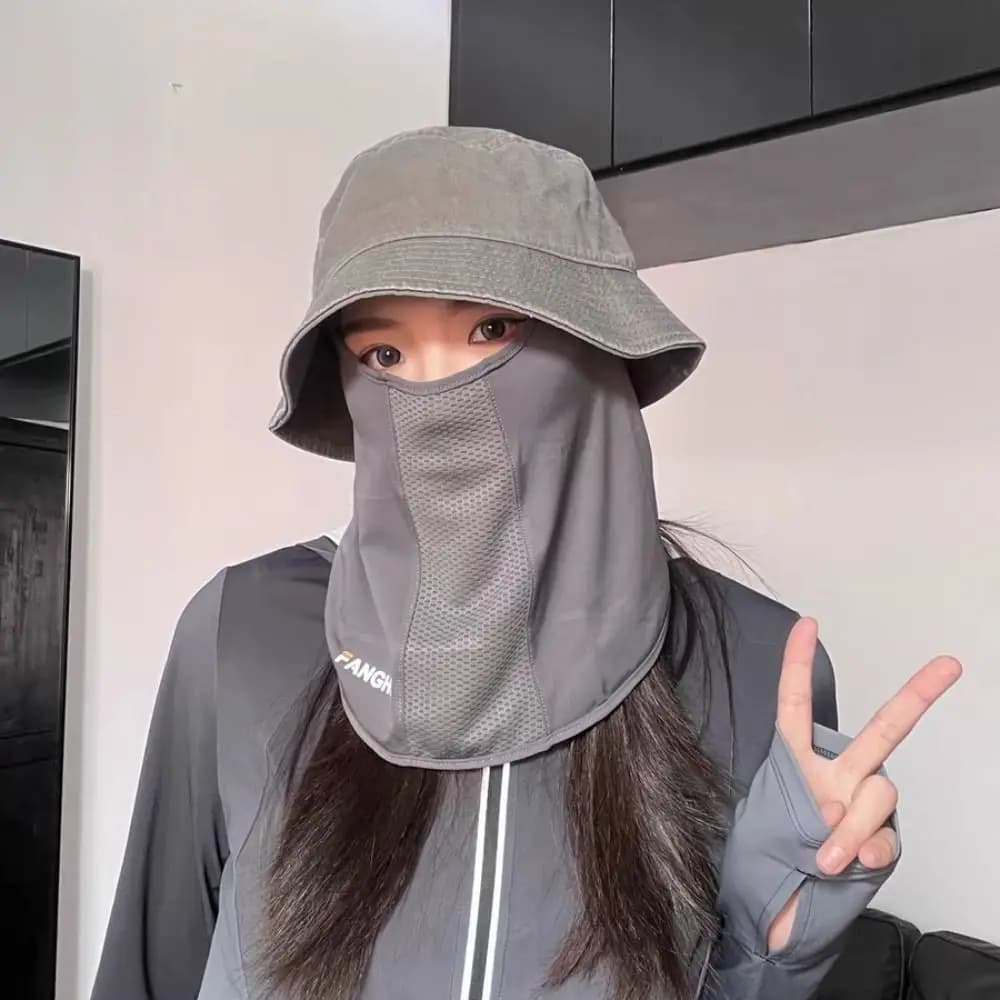 Maschera Sportiva in Seta Ghiaccio Tinta Unita alla Moda, Protezione UV, Copertura Viso, Velo Elastico per il Viso, Maschera Gini