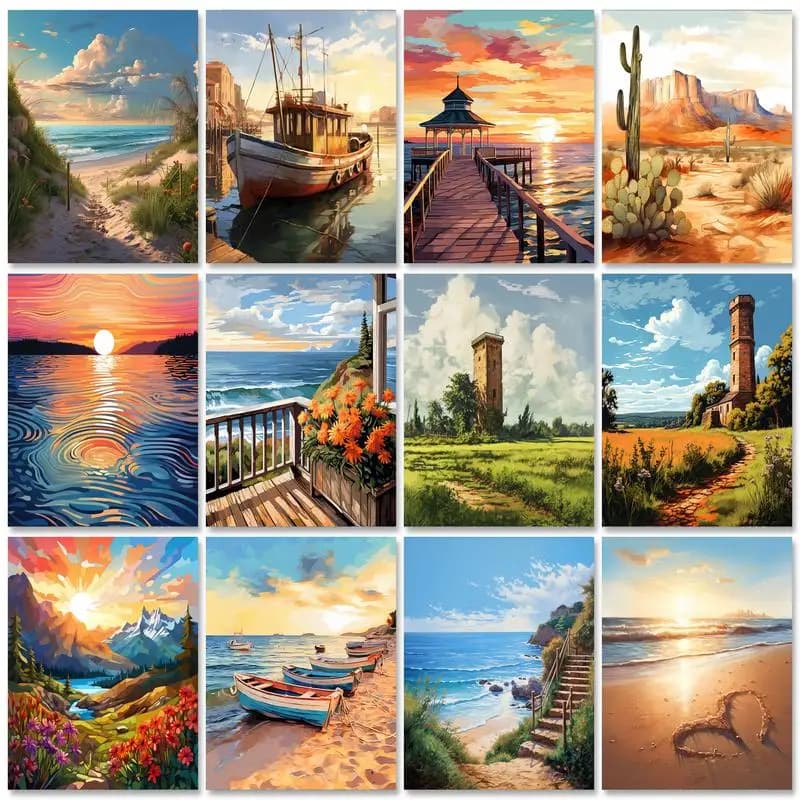 GATYZTORY Paint By Numbers Picture Art Supplies Seaside Scenery Modern Painting Decor Digital Oil Number Painting Kits