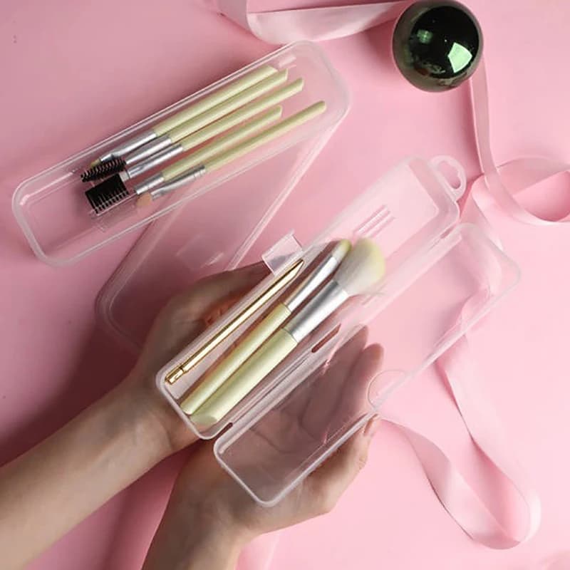 Portable makeup brush organizer, eyebrow pencil, crockery, transparent wands with lid, storage box, kitchen accessories