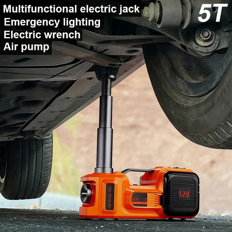 Cric per auto elettrica Cric idraulico per auto 5T con pompa gonfiabile incorporata e cric per auto con luce a LED per pneumatici per cambio camion SUV 150~450mm