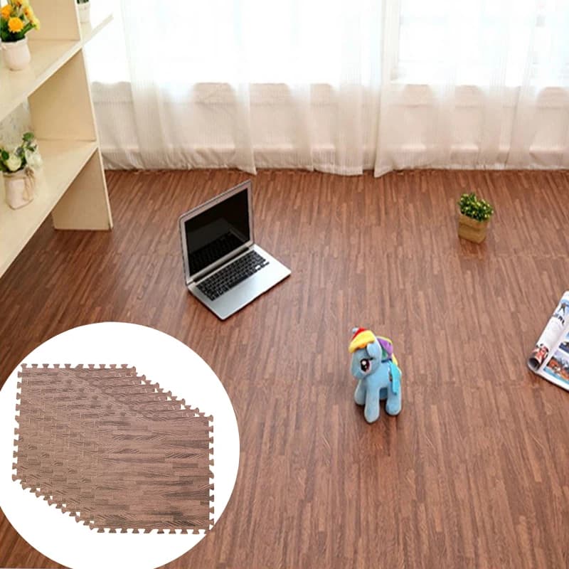 10 pezzi marrone schiuma EVA tappetino ad incastro puzzle piastrella venature del legno tappetino per bambini per yoga palestra esercizio parco giochi protezione fai da te