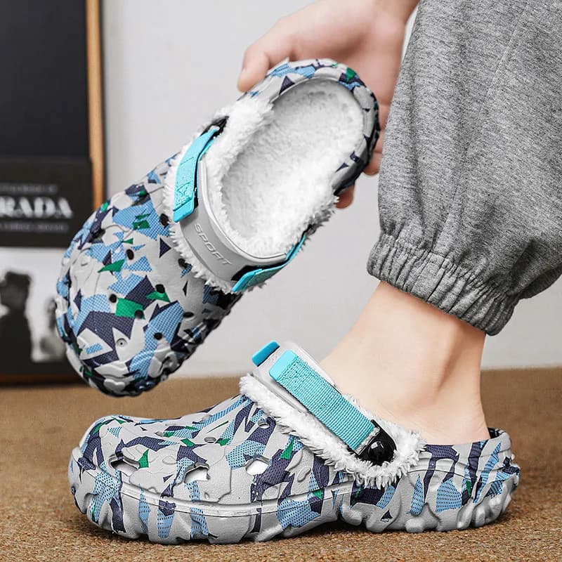 ELUVA Pantofole da casa calde da uomo Scarpe da interno antiscivolo invernali Pantofole comode in pile accoglienti per uomo Scarpe da casa calde
