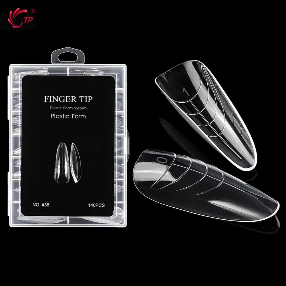 BNG Dual Forms Oval Shape Reusable Nail Extension Forms for Builder/Hard Gel Ultra-Thin Cuticle Edge Clear 140Pcs 14 Sizes