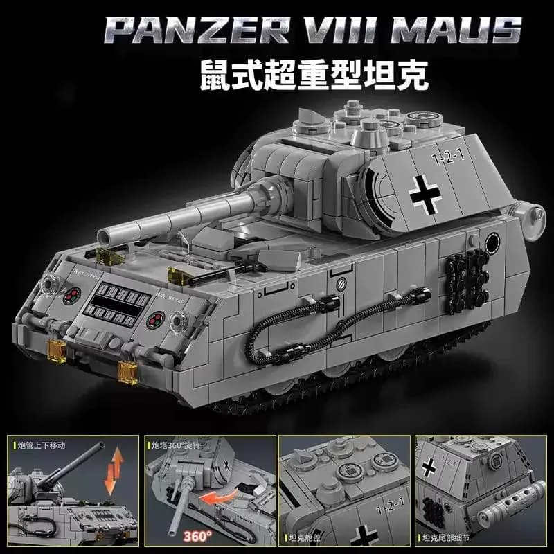 Modellino di Carro Armato Catturamosche Militare della Seconda Guerra Mondiale, Blocchi di Costruzione a Particelle, Giocattolo Puzzle per Bambini, Regalo, Modello di Veicolo Pesante Corazzato