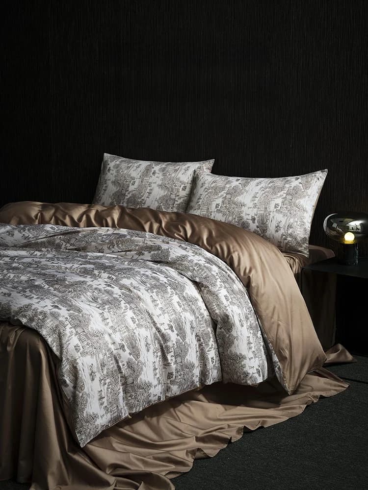 Set di Biancheria da Letto Sandman in Quattro Pezzi, 100S Cotone Vellutato Lungo, Copripiumino in Puro Cotone, Lenzuolo, Trapunta, Federe