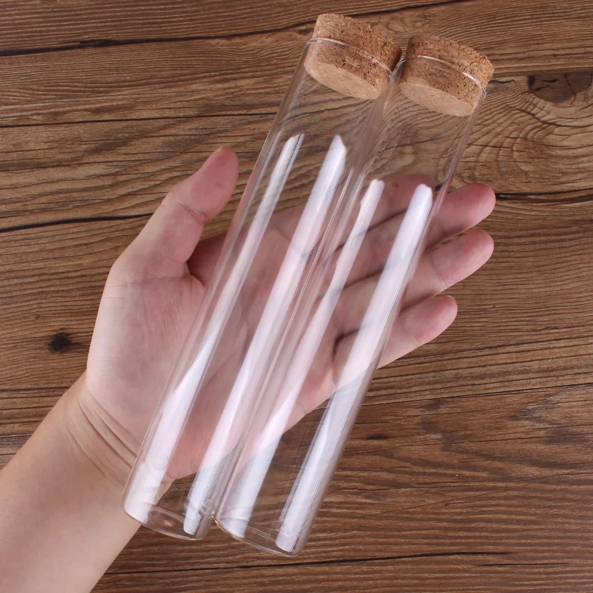 Provette da 150ml con tappo di sughero lunghezza 20cm tubi di vetro vetreria da laboratorio vasetti di spezie vasetti di stoccaggio per artigianato fai da te
