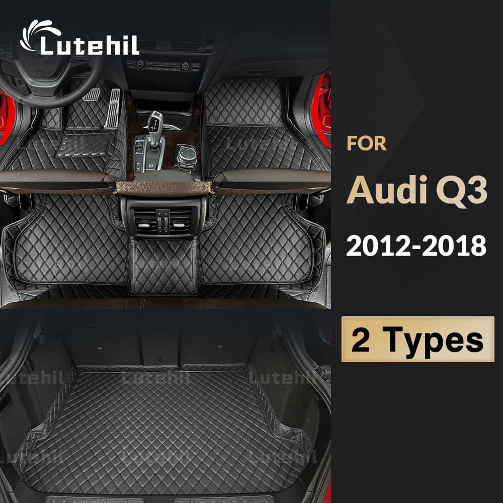 Lutehil Car mats for Audi Q3 8U 2012 2013 2014 2015 2016 2017 2018 Car trunk mats for feet Cover for carpets