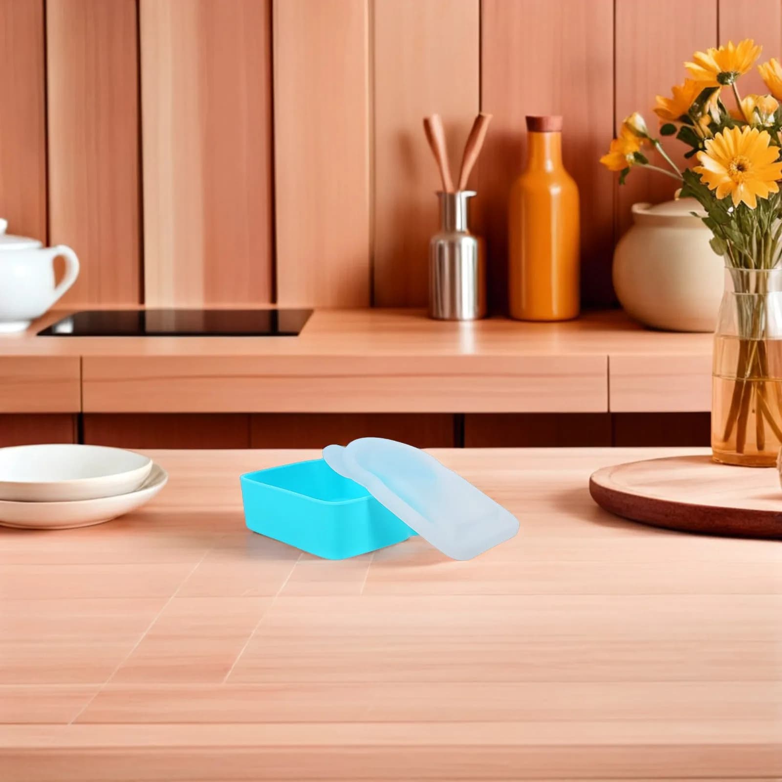 Reusable Plastic Sandwich Containers Toast Shape Storage Box Lid Microwave Dishwasher Safe Green Bento Lunch Box Food Keeper