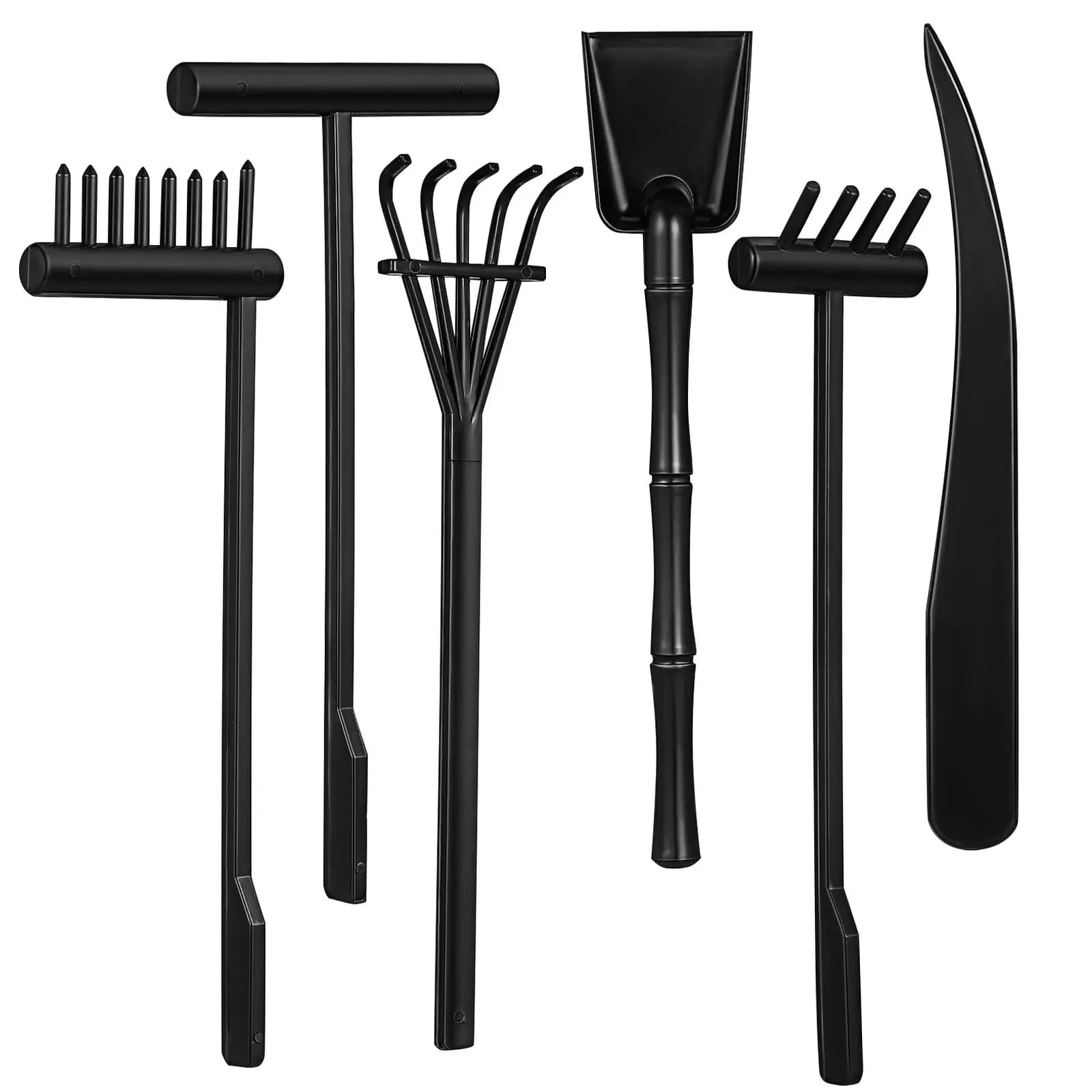 Set di 6 Mini Rastrelli per Giardino Zen, Accessori per Sabbiera, Strumenti per Lisciare la Sabbia, Decorazione da Scrivania