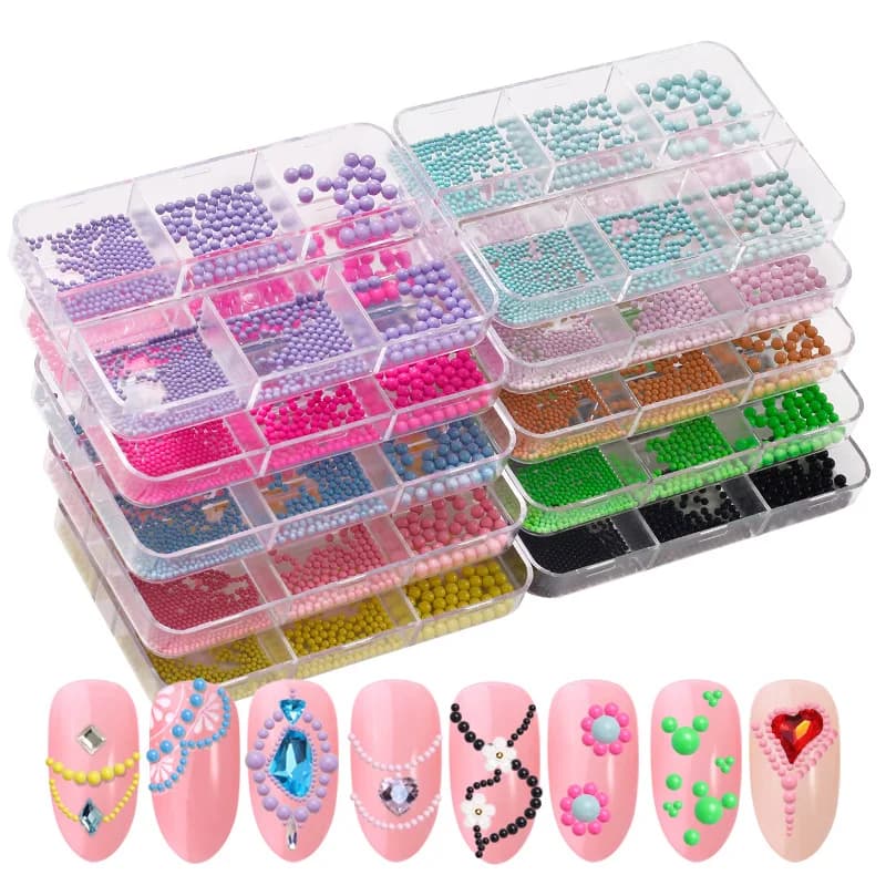 6 diverse dimensioni Nail Art perline in acciaio Multi-colori perline rotonde Design a sfera in acciaio strass per unghie artigianato fai da te per forniture per unghie