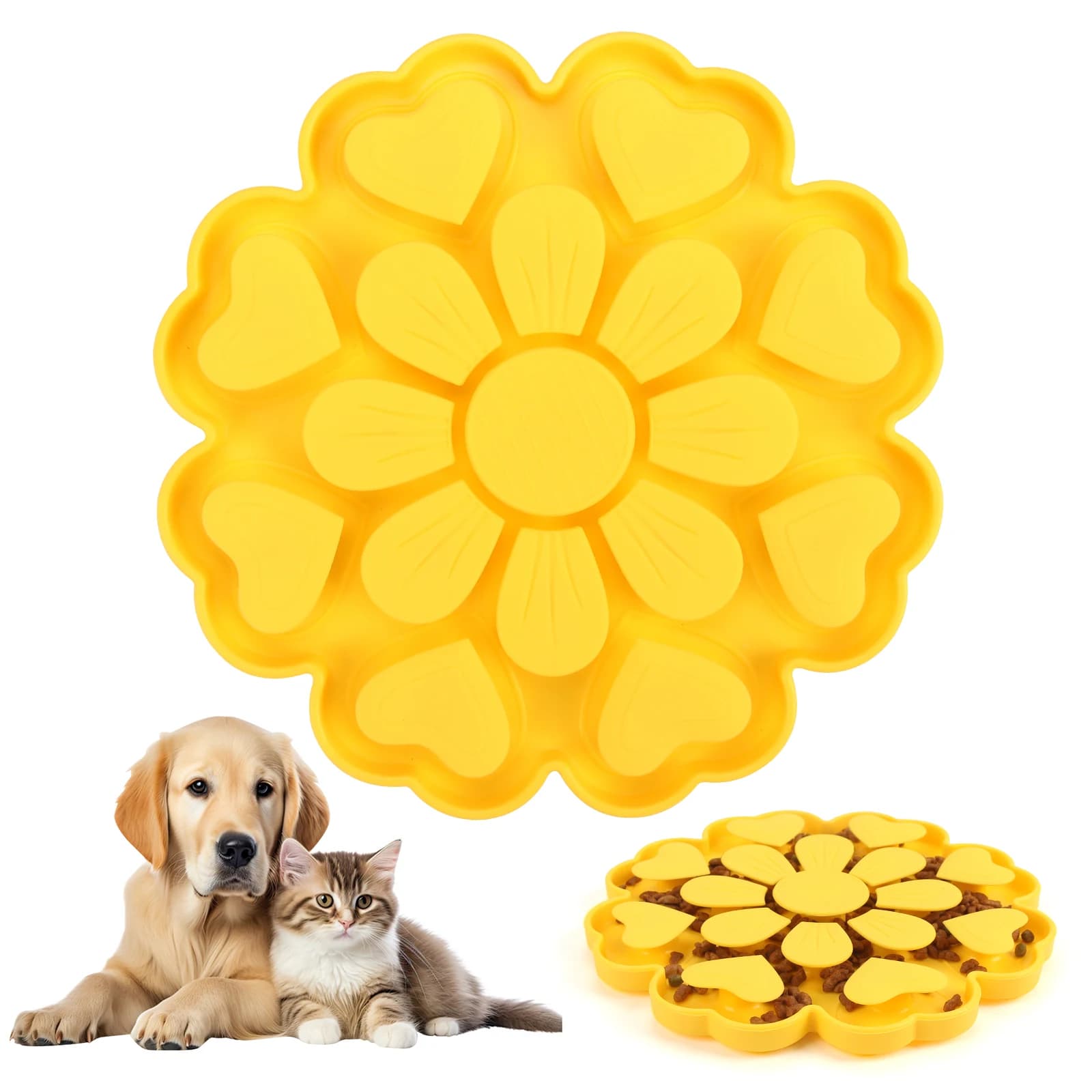 Ciotola per alimentazione lenta per animali domestici, tappetino per leccare con ventosa, anti-ingozzamento, in silicone, per cani e gatti
