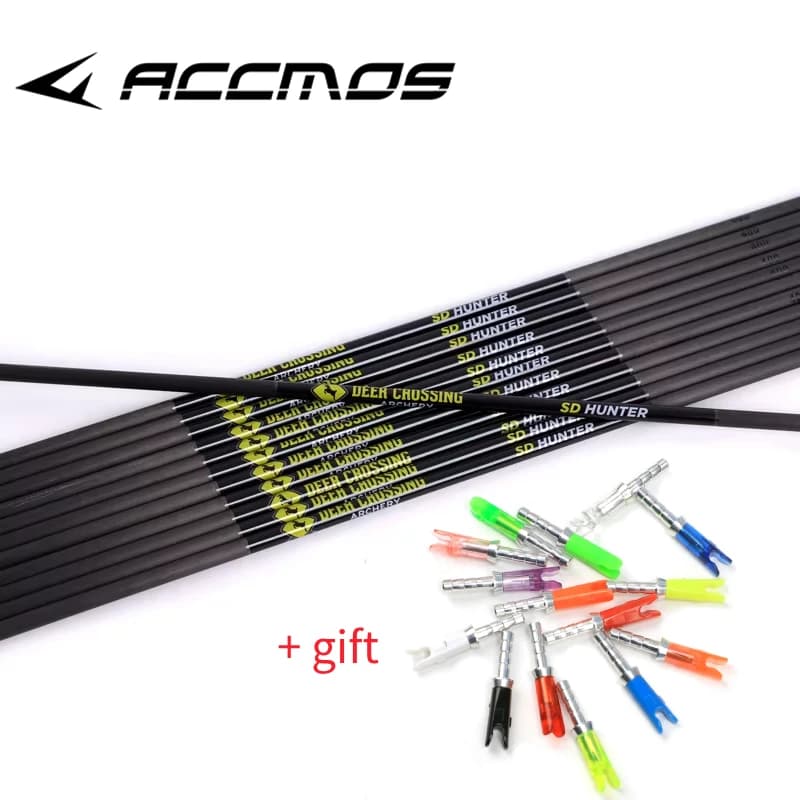 12 pezzi tiro con l'arco freccia in carbonio alberi ID 4.2mm 6.2mm 31 "colonna vertebrale 250-1000 accessori per tiro con l'arco da caccia alla colonna vertebrale