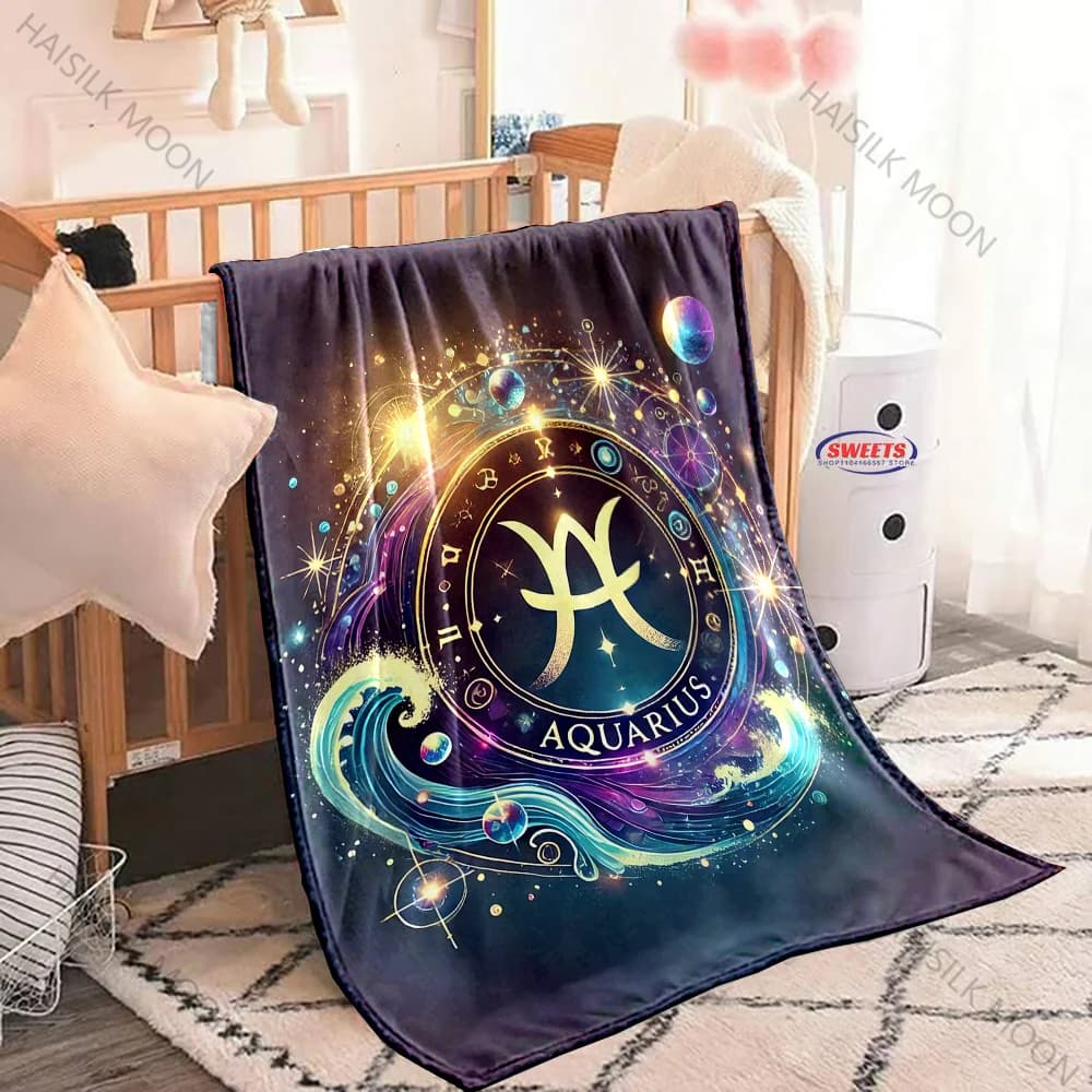 6 stili Acquario, coperta stampata con motivo a tema zodiacale, coperta per letto, divano e viaggio, regalo ultra morbido e accogliente per ragazzi e ragazze