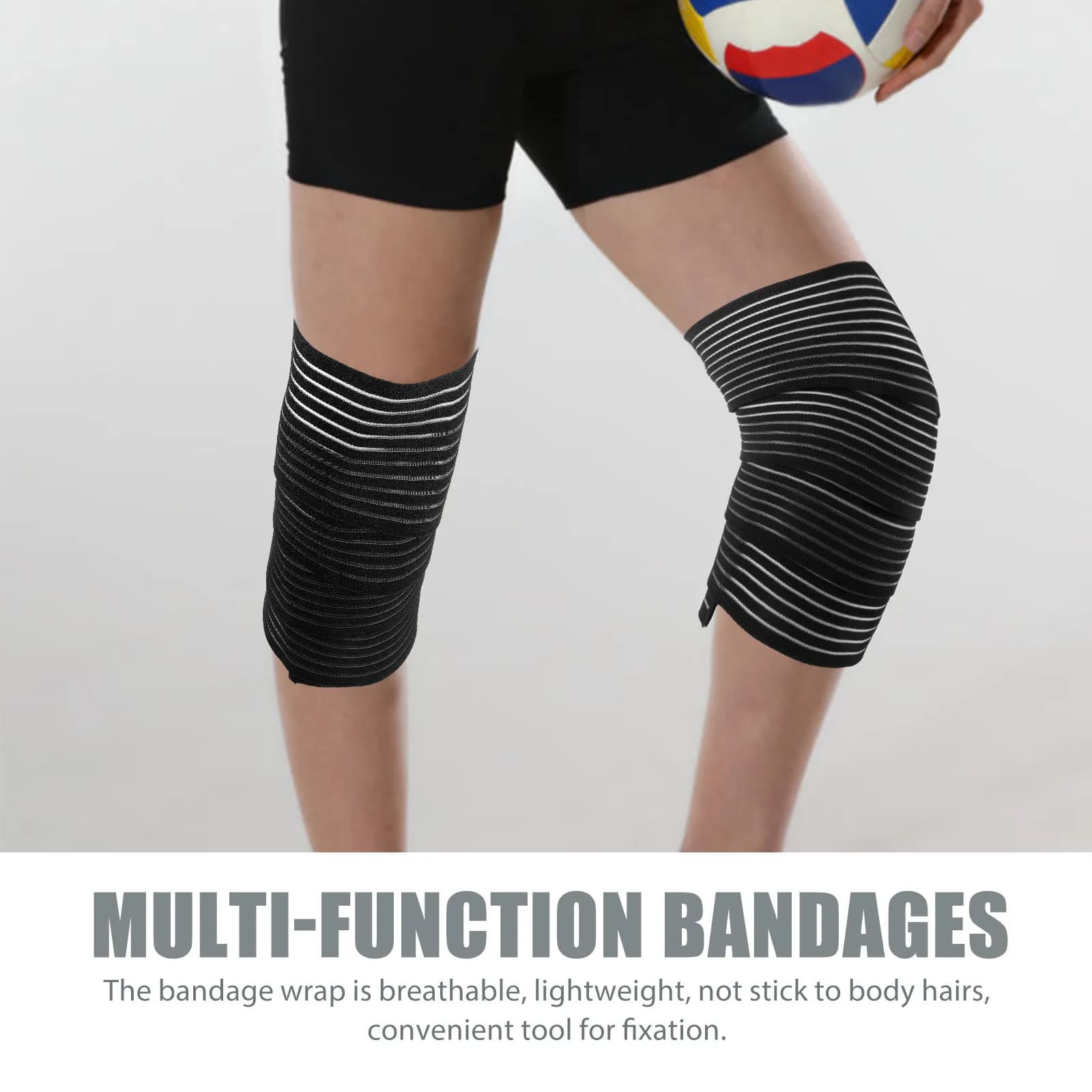 Set di 4 Ginocchiere Elastiche Leggere e Resistenti per Sport, Corsa, Allenamento in Palestra, Basket, con Fasce e Cinghie