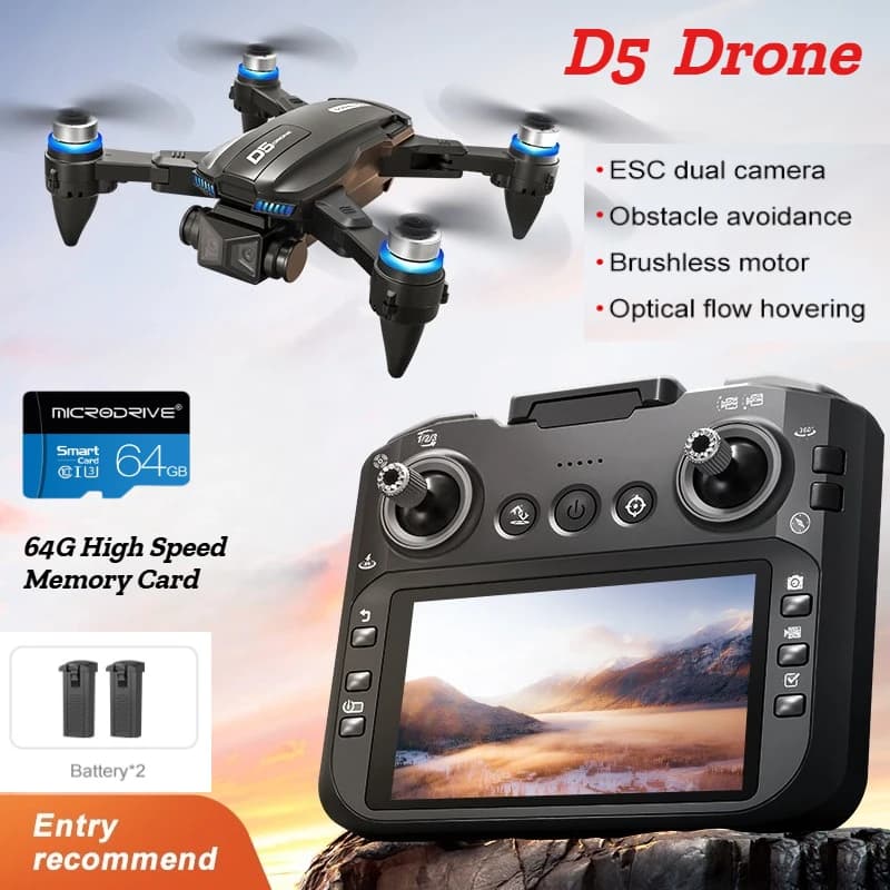 D5 Brushless Large Screen Light Flow ESC Dual Camera Four Sides of Obstacle Avoidance Arm Half-folding LED Lights Stunt Tumbling