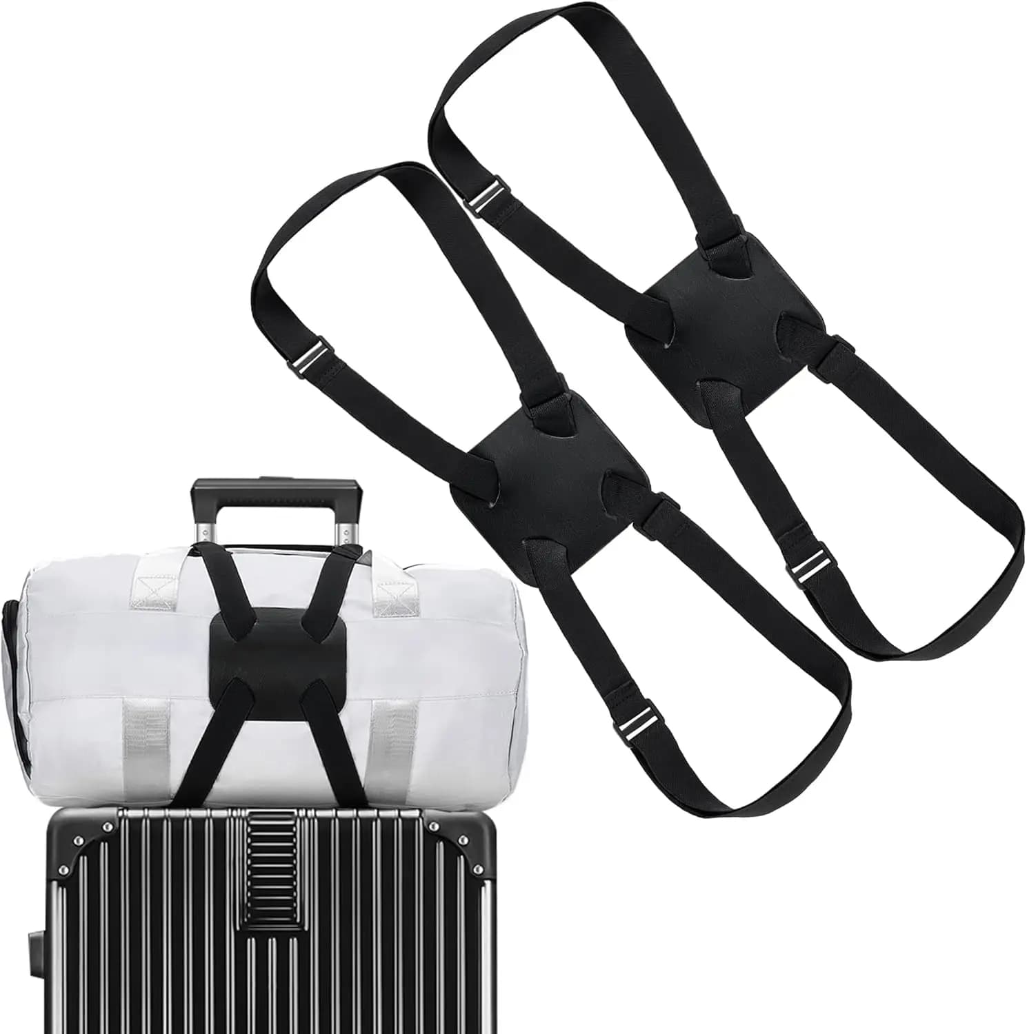 Set di 2 Cinghie per Valigie, Cintura Elastica Regolabile per Valigie, Aggiungi un'Altra Borsa in Modo Sicuro per il Viaggio