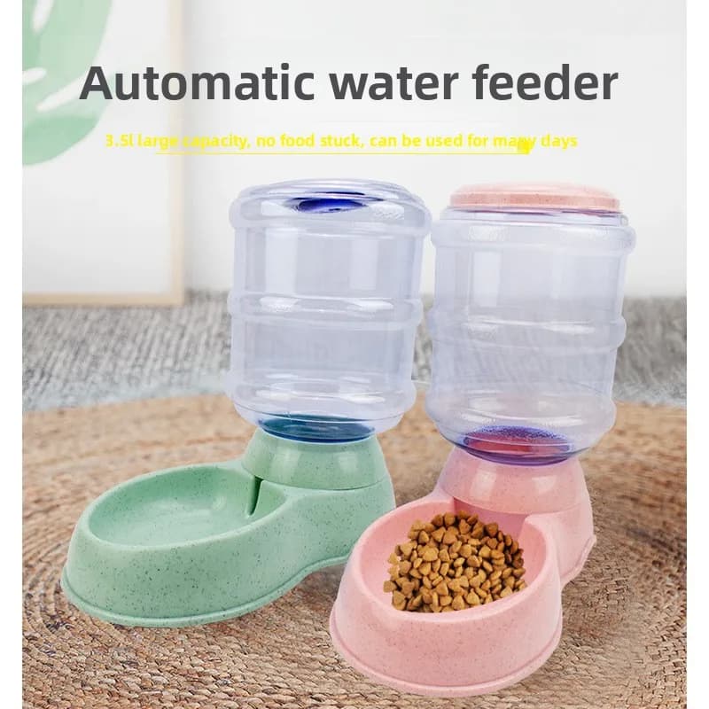 Pet Feeder Water Dispenser Set Double Bowl Station Automatic Gravity Drinking Food Dish For Cat Dog