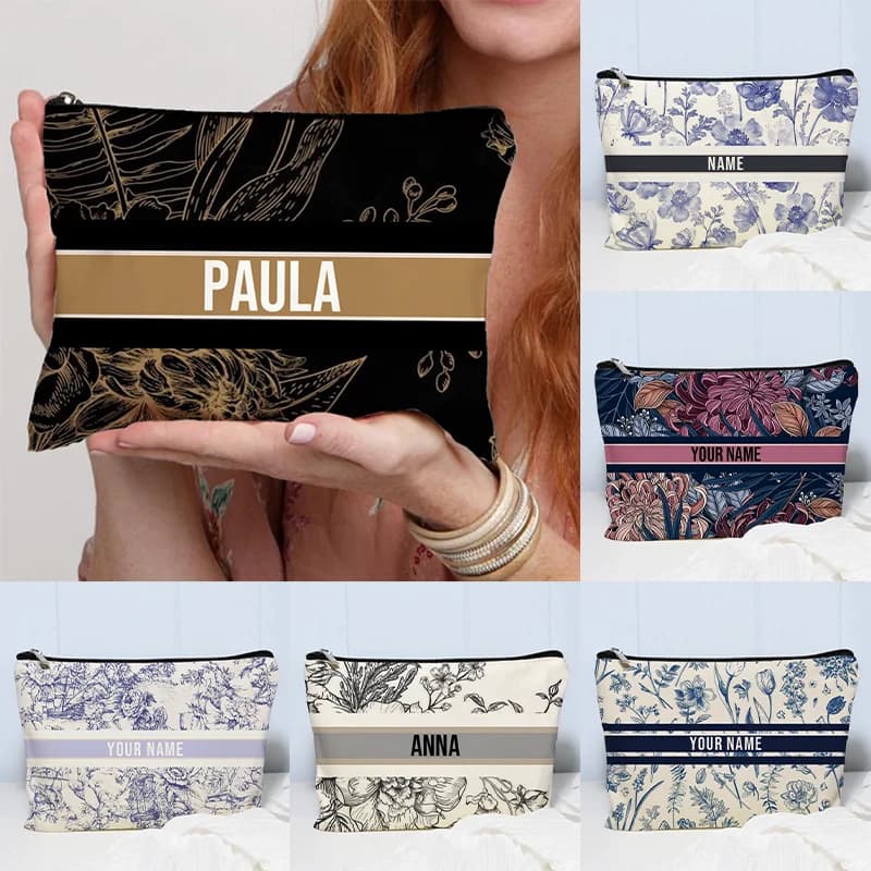 Nome Borsa per il trucco Regalo personalizzato per damigella d'onore per matrimonio Organizzatore cosmetico da viaggio Borsa laterale per toilette in tela ecologica alla moda per donna Prezzo basso