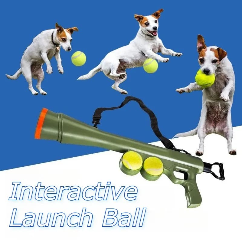 Lanciatore di palline da tennis per cani da esterno Giocattolo interattivo per animali domestici Strumento di gioco per cani Giocattoli per cani Cinghia portatile Intrattenimento fitness per cani