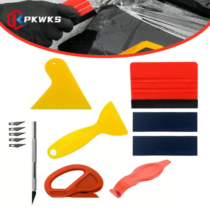 PKWKS Kit di strumenti per avvolgere la pellicola Set di raschietti in vinile per strumenti per avvolgere la tinta della finestra del veicolo Spatola in vinile Accessori per auto