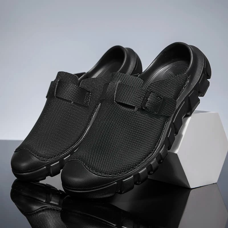 Summer Mens Casual Shoes Mesh Breathable Half Slippers Fashion Walking Sneakers Handmade Male Sandals Lightweight Non-slip Clogs