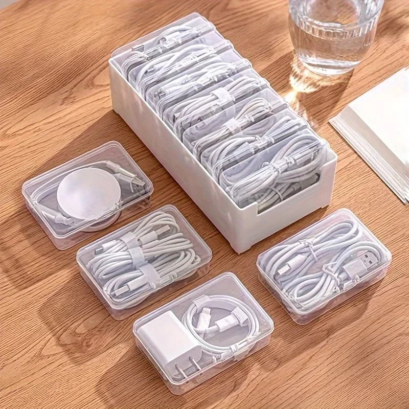 Plastic Cable Organizing Box Resistant for Daily Office Supplies and Management Devices Furniture with Various Fixing Belts