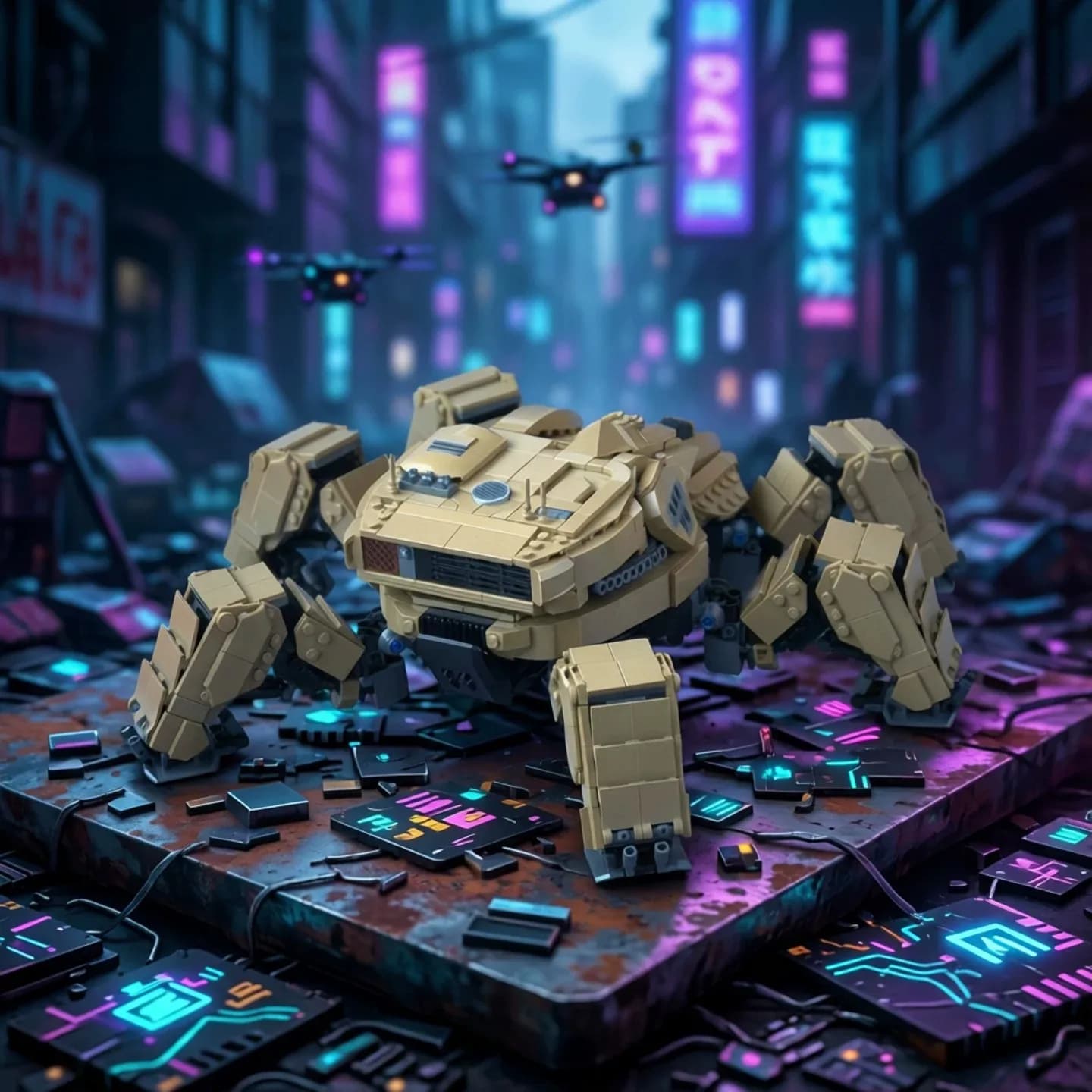 MOC Creative Cyber Future Mech Chimera Monster Building Block Model DIY Adult Puzzle Assembly Toy Birthday Gift Ornament