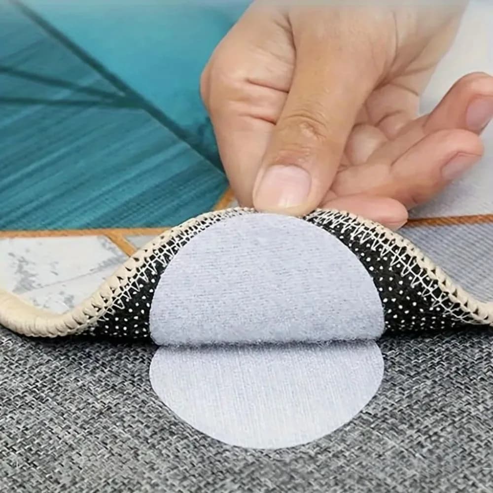 10 Paia di Nastri Adesivi Robusti con Gancio e Anello, Rotondi/Quadrati, per Tappeti, Antiscivolo, Adesivi in Nylon a Doppia Faccia