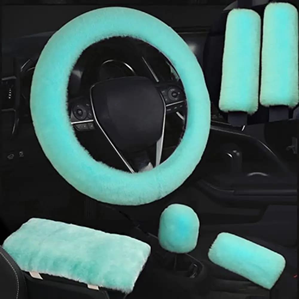 6 pz/set morbido e soffice peluche coprivolante per auto cintura di sicurezza spalline inverno auto bracciolo centrale cove accessorio per auto caldo