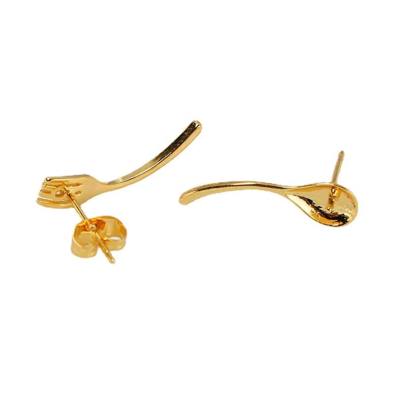 E031 Orecchini a perla con forcella in rame placcato oro e ago in argento sterling S925, componenti per la creazione di gioielli fai da te, accessori per gioielli
