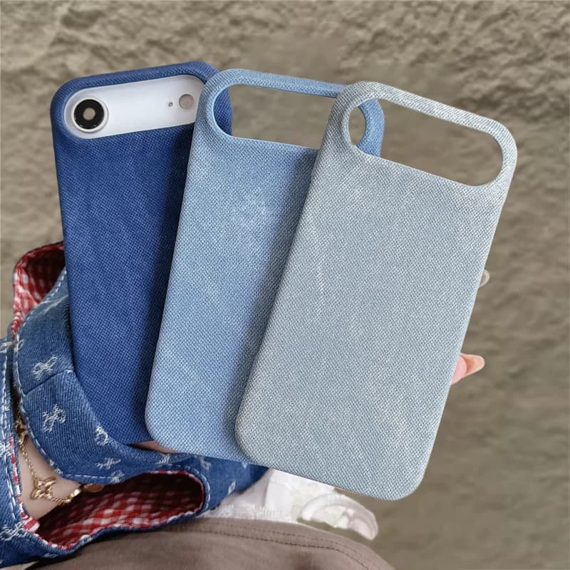 Luxury Matte Leather Fabric Phone Case for iPhone 17 Air 16 15 14 Plus 13 12 11 Pro Max Soft Shockproof Jeans Retro Thin Cover