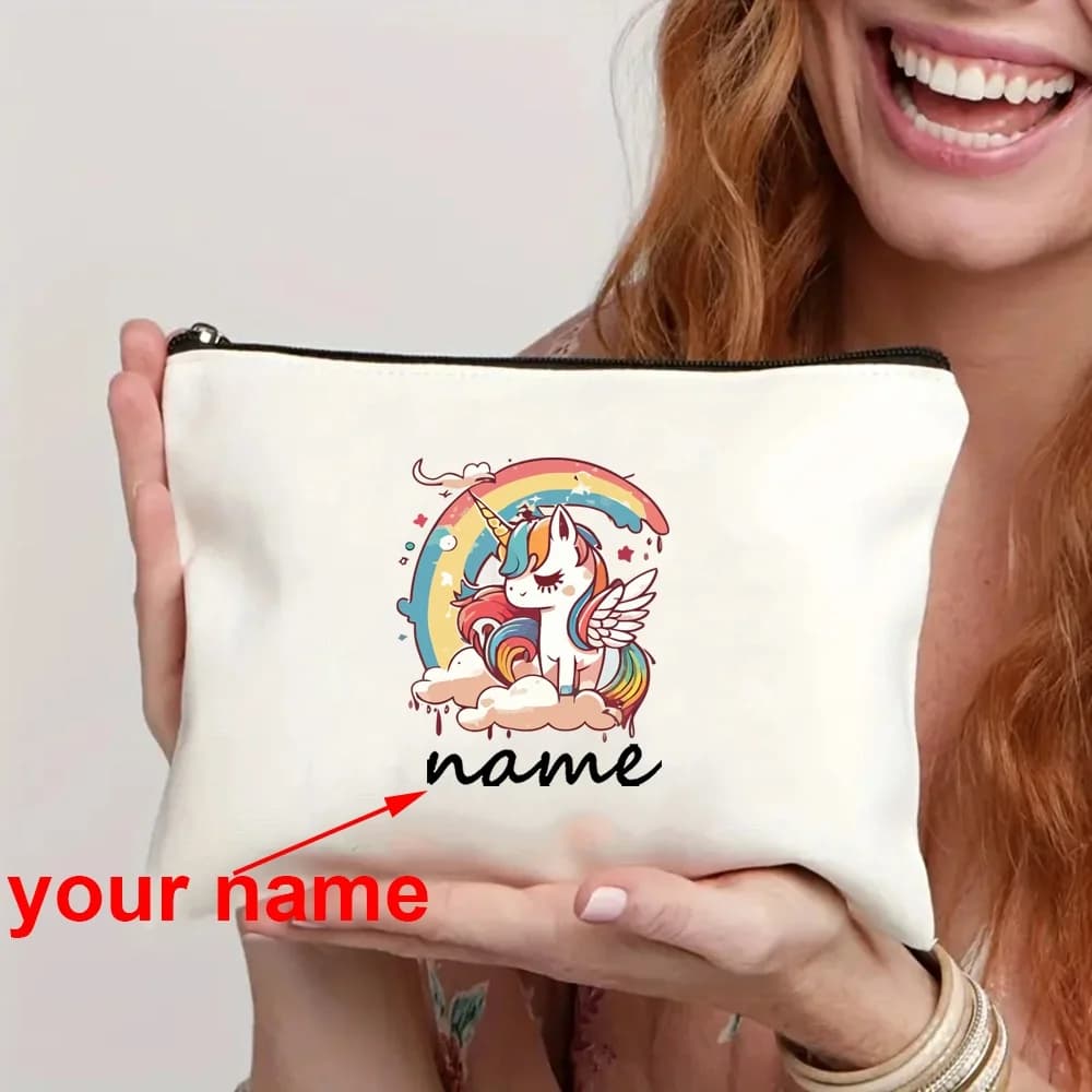 Personalized Artistic Name Lettering the Daily Commute Storage Bag Travel Toiletry Bag Pencil Case Children's Gift Custom Bags