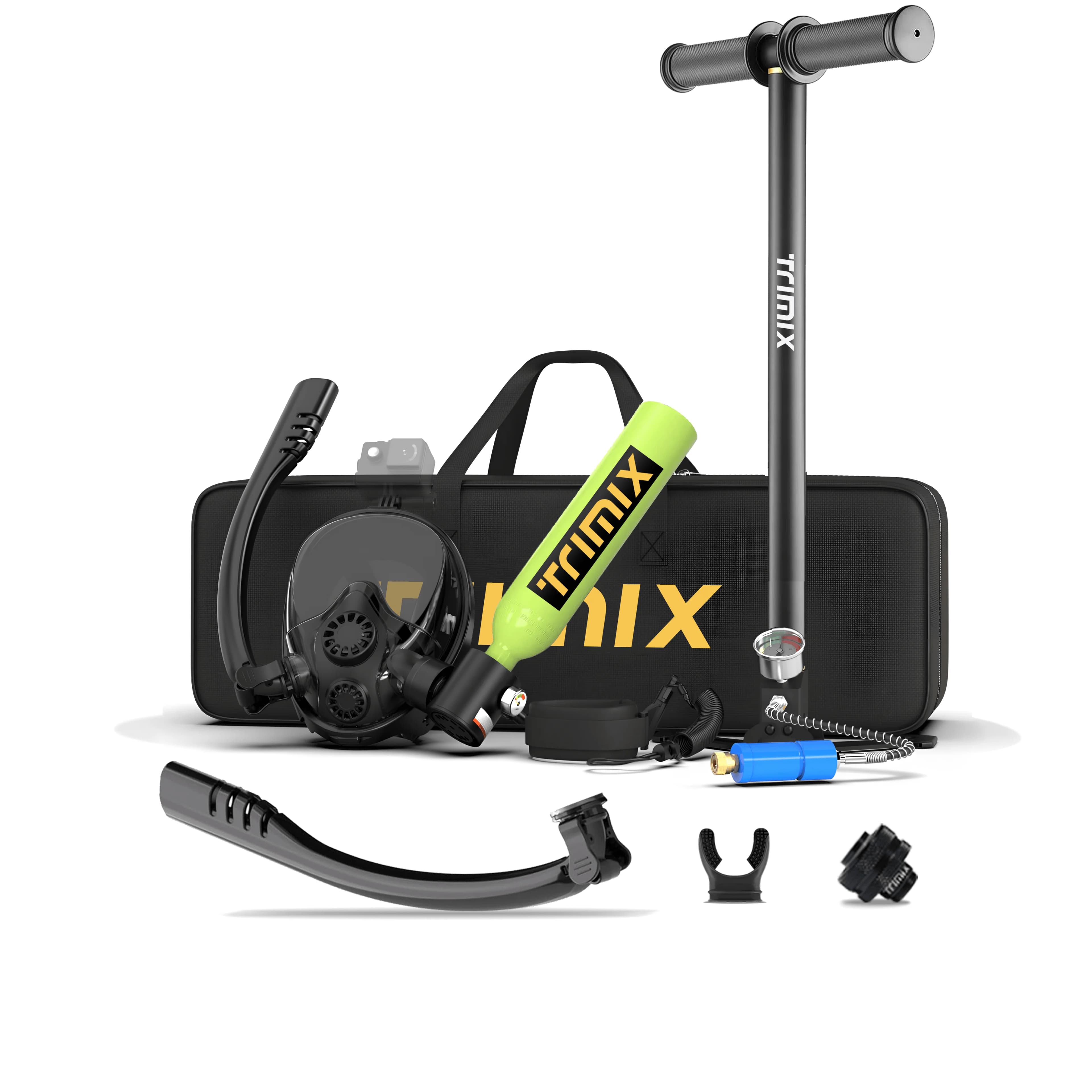 TRIMIX US 24H Fast Shipping Mini Scuba Lung Tank 0.5 L with snorkeling mask and hand pump at 3 levels 10 minutes underwater breathing
