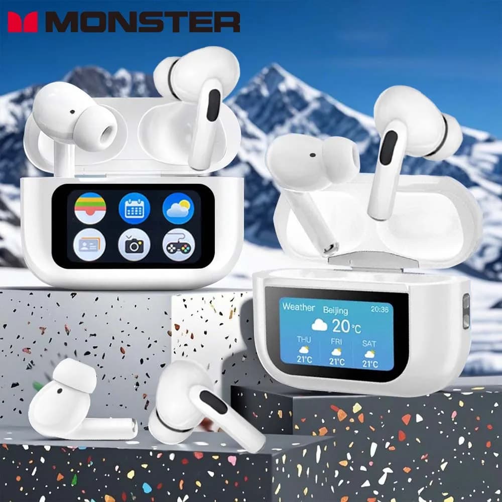 MONSTER Touch Screen Bluetooth5.3 Wireless headphones ANC earphones with noise reduction Sports headphones HD sound quality