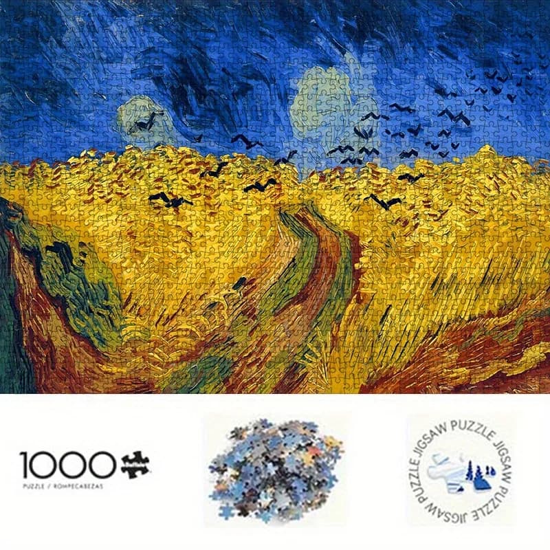 Puzzle Van Gogh Campo di Grano con Corvi, Gioco Intelligenziale a Tema Pittura Classica per Adulti, Decorazione per la Casa