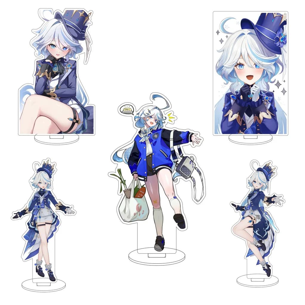 16CM Anime Genshin Impact Furina de Fontaine Hu Tao ZhongLi Cos Acrylic Figure Ornaments Desk Exquisite Decor Cute Gifts