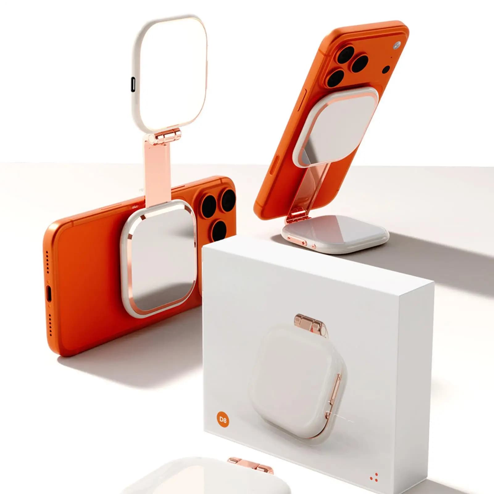 Specchio per selfie per telefono, 3 livelli, lampada portatile regolabile, specchio tascabile con luce per registrazione video, live streaming, casa, viaggi