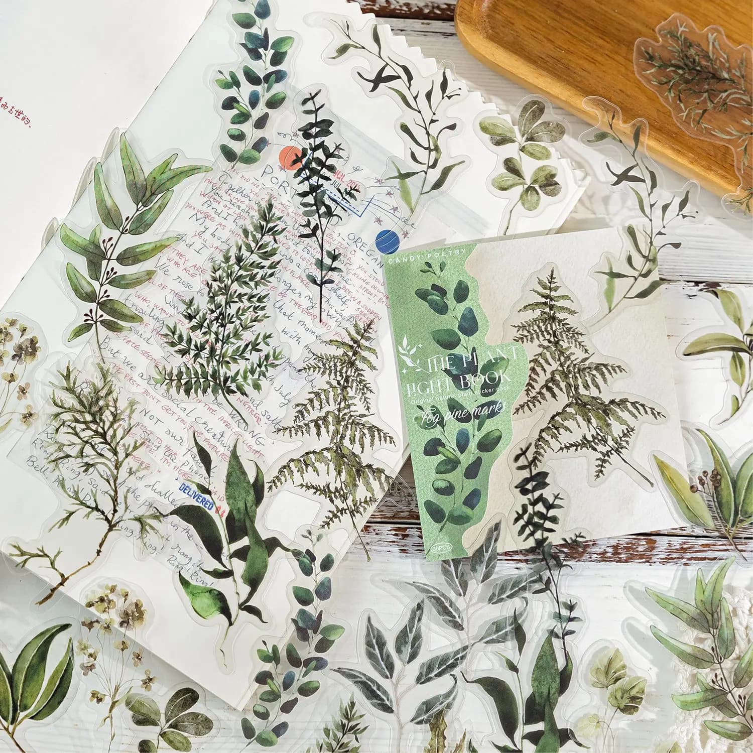 PET Nature Plant Stickers Pack - 30pcs Botanical Scrapbooking Decals for Journal Decor & Crafting (Waterproof)