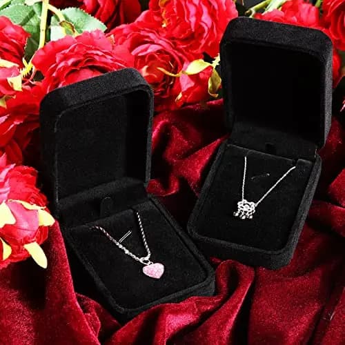 24 Black Velvet Jewelry Display Cases For Necklaces, Pendants, Rings, Earrings – Gift Packaging For Weddings, Birthdays,