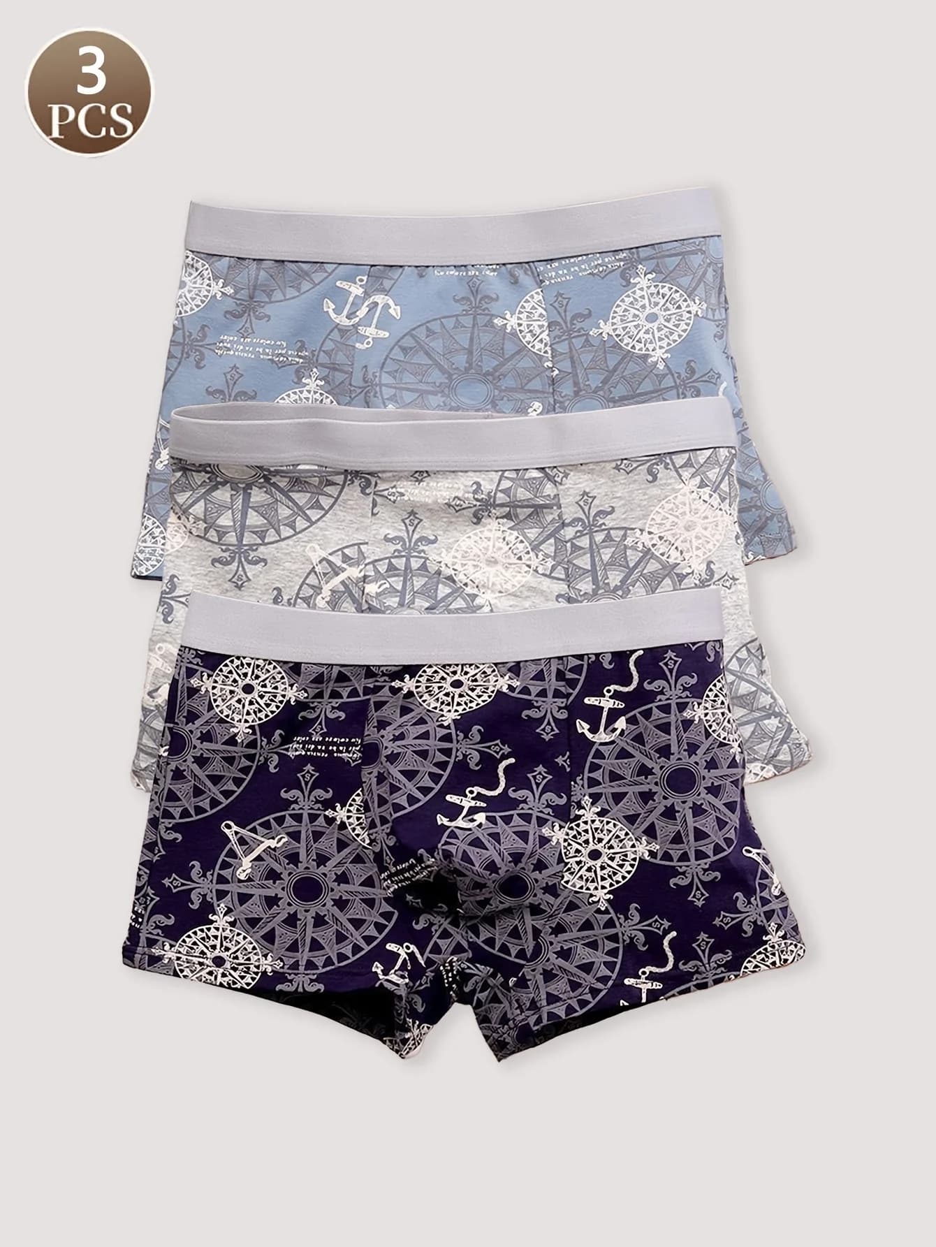 3PSC Fashionable cotton printed simple men's panties Loose and comfortable underwear for men Men's breathable and soft underp