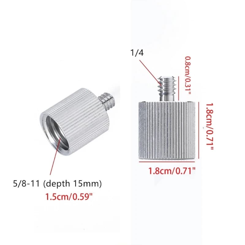Adattatore per vite per treppiede in alluminio Hongtu: convertitore di livello da 5/8 pollici a 1/4 di pollice per supporto per fotocamera, treppiede e monopiede