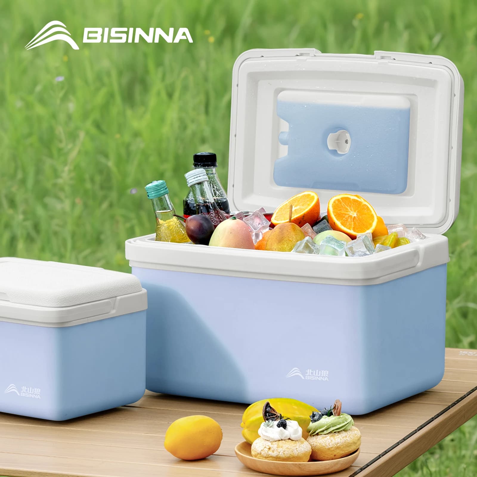 BISINNA Scatola di ghiaccio da campeggio 6L/9L/15L Scatola di raffreddamento da pesca portatile Frigo per auto Pesca da spiaggia all'aperto Picnic Barbecue Secchio di ghiaccio