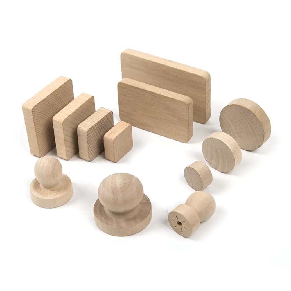 10 Pezzi Base per Timbri in Legno 3,8x1,2 cm, Blocchi per Incisione Fai-da-Te, Scrapbooking, Decorazioni Natalizie e Nuziali