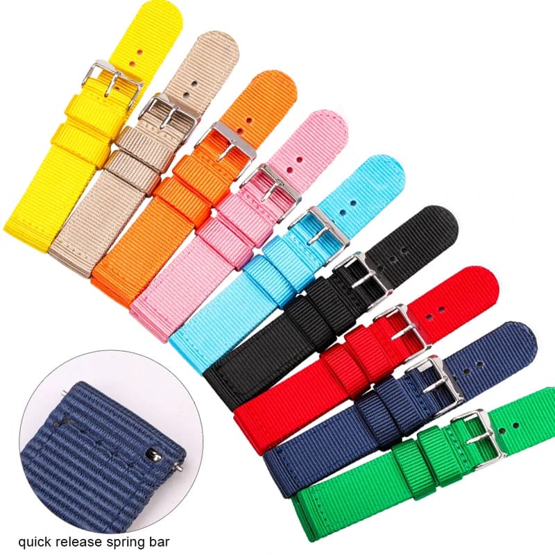 9 colori cinturini in tela di nylon donna uomo cinturino sportivo braccialetto 18mm 20mm 22mm 24mm orologi accessorio barra a molla a sgancio rapido